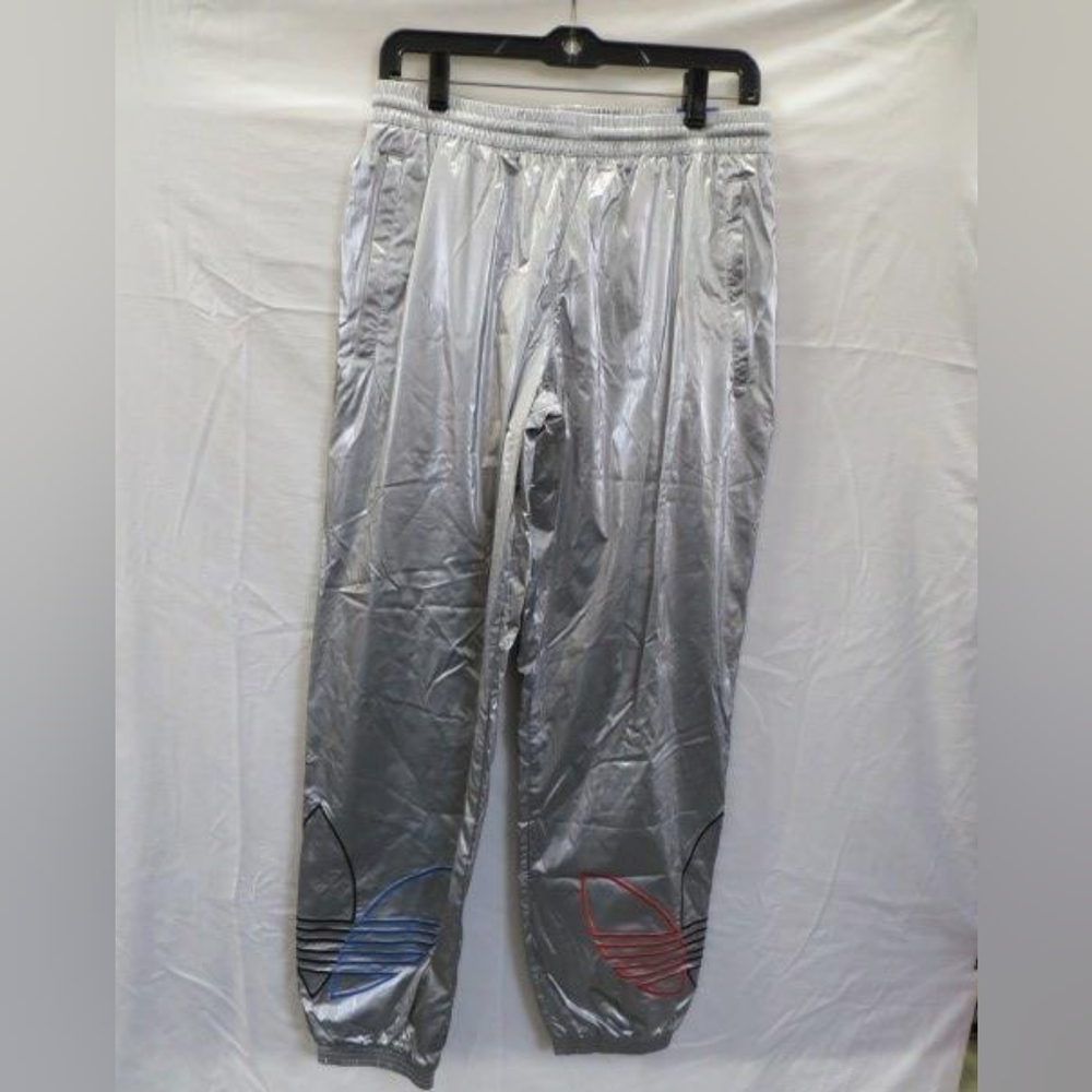 NWT Ultra Rare Adidas Tricolor Metallic Silver  Track Pants Unisex Size Medium